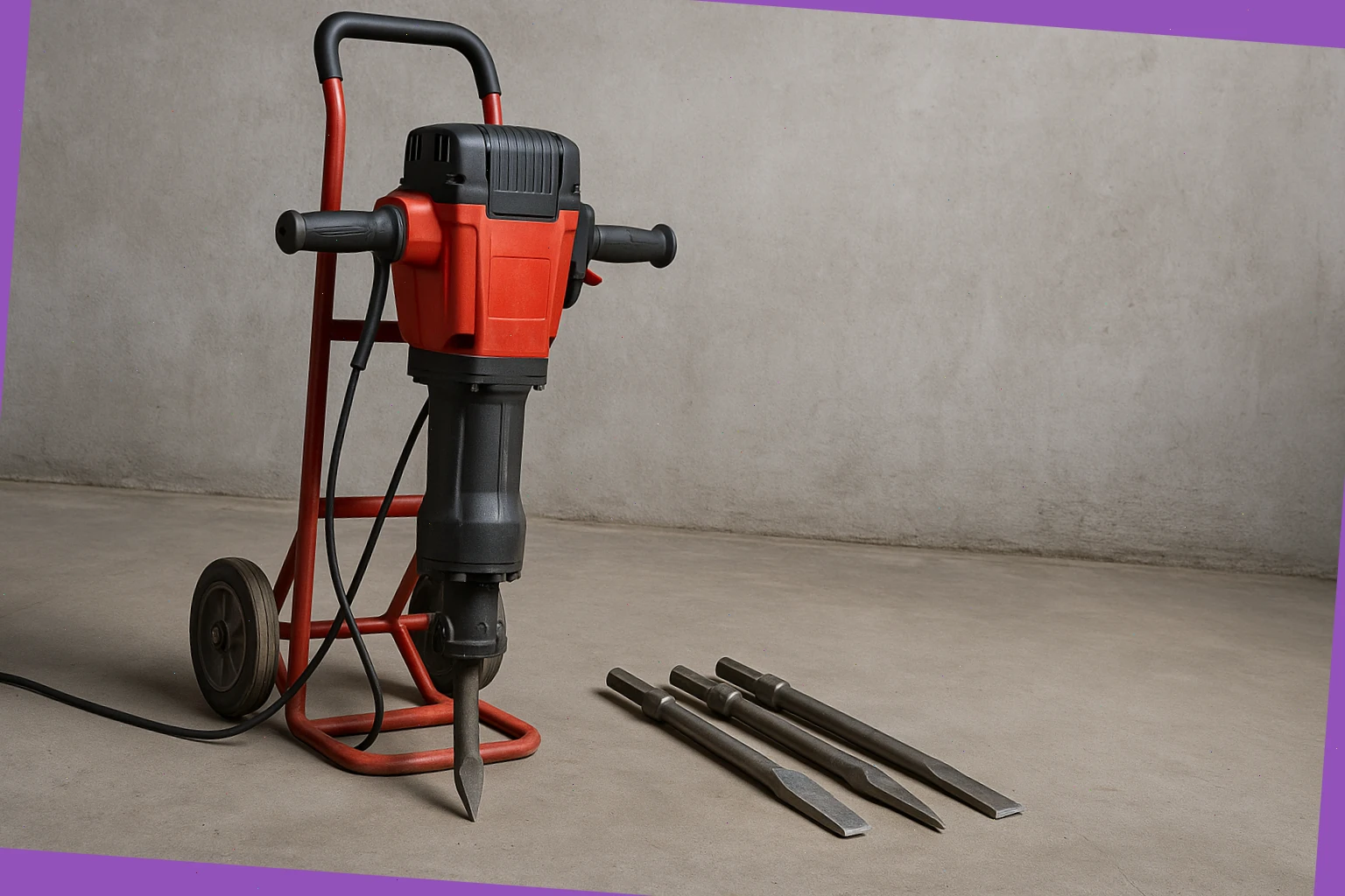 Electric breaker with trolley and chisels set